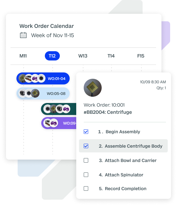 modal of work order process in calendar